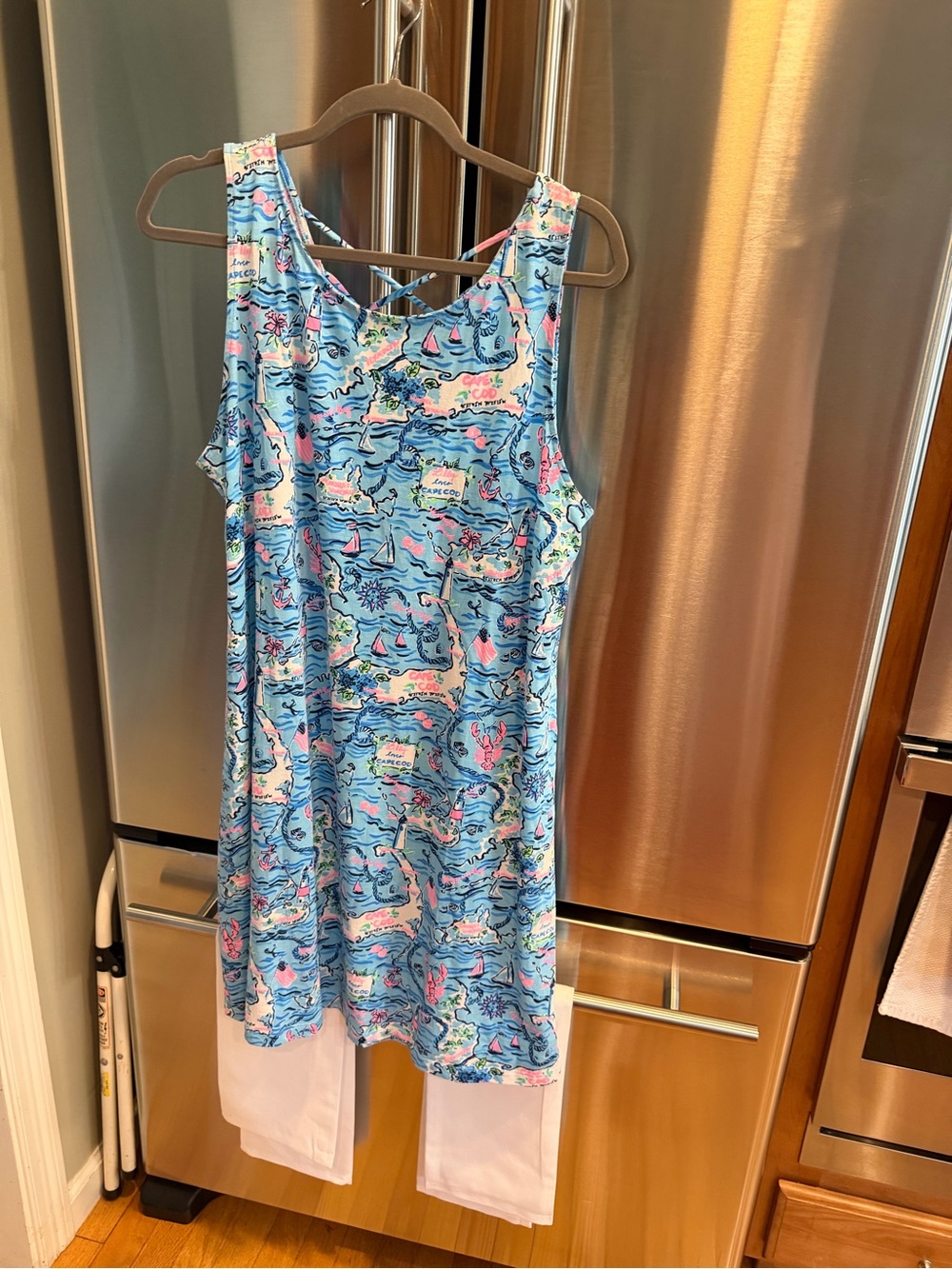Lilly Pulitzer Light Blue Nautical Print Crisscross Back Shift Dress